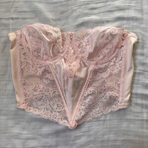 Vintage 80s pink Christian Dior satin lace bustier